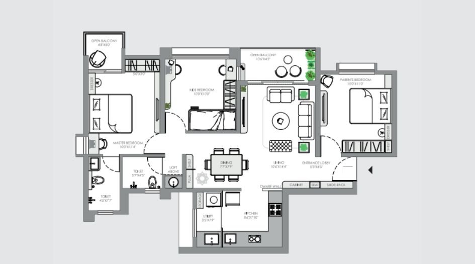 Yashwin-Enchante-Gallery-3BHK-840sqft-unit-plan
